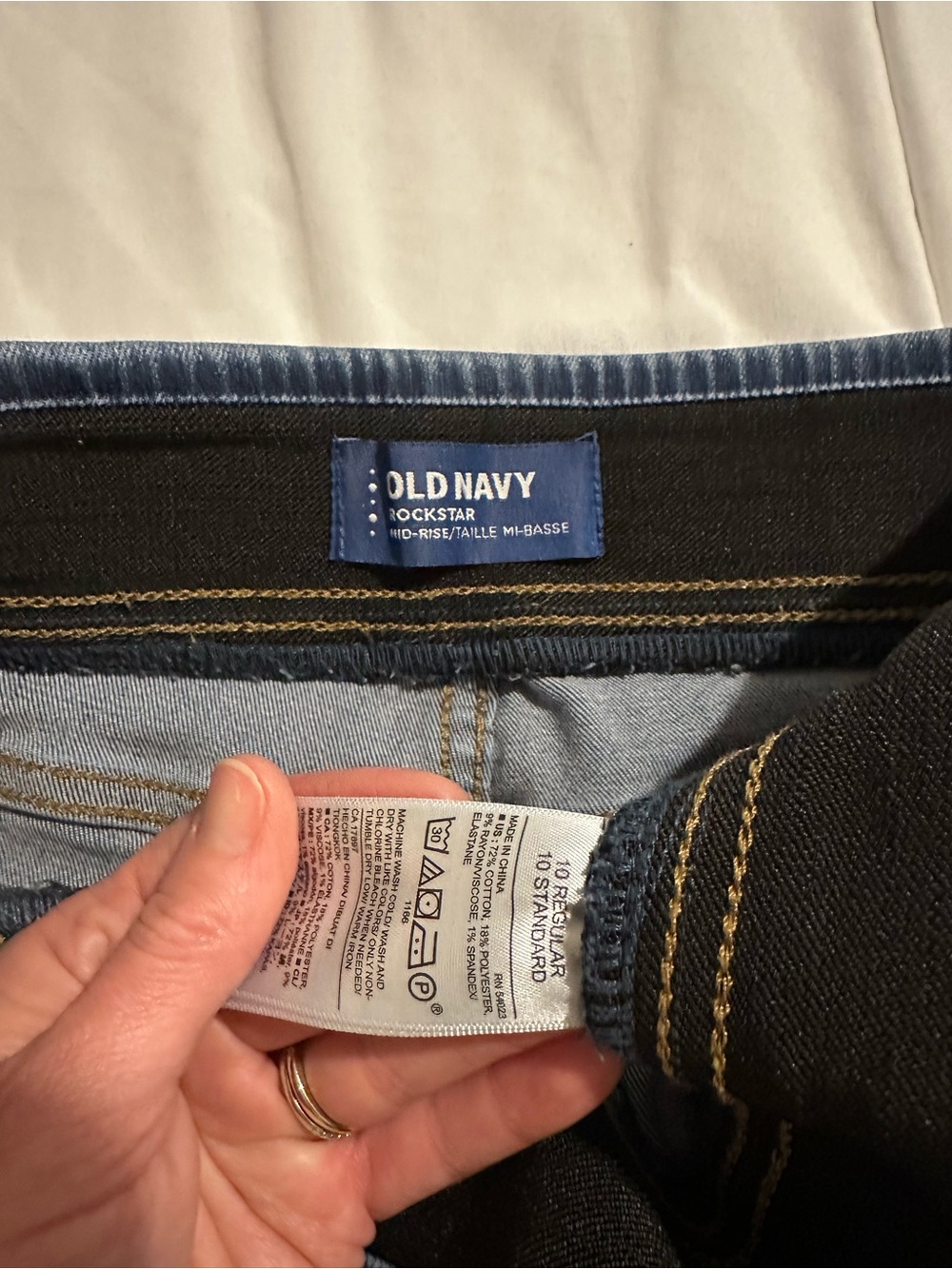 Old Navy Black Jeggings with Gold Contrast Stitching